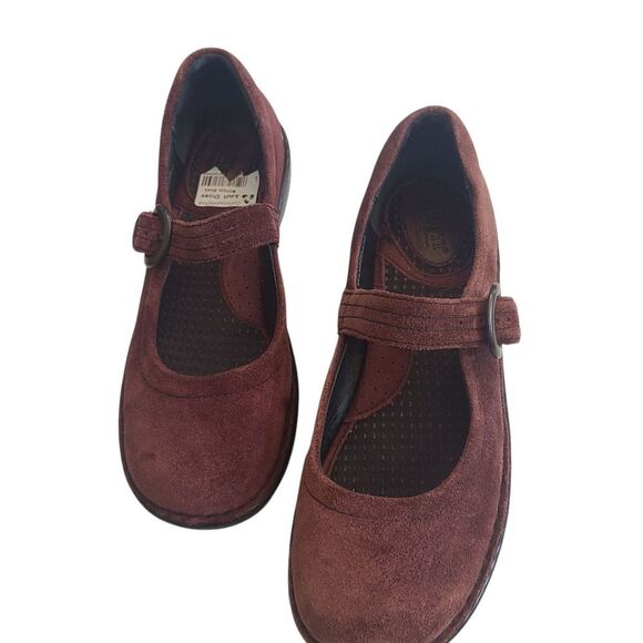BØRN Mary Janes Velvety Suede Round Toe Deep Burgundy Sz 8.5 - Picture 4 of 12